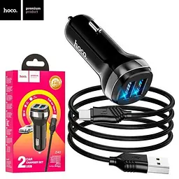 Автомобільний зарядний пристрій Hoco Z40 2USB 2.4A Type-C Чорний (Оригінал)