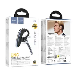 Bluetooth гарнитура Hoco E90 Liya ENC noise reduction BT headset Black (6942007680547) - миниатюра 2