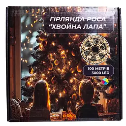 Новорічна гірлянда кімнатна роса 100 м 3000 LED Хвойна лапа зелений провід Мультиколор Garlando D3000L100MGML - мініатюра 8