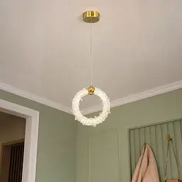 Золотий підвісний LED світильник у формі вертикального кільця Artlight 2053/300GD з прозорим декором 15W - мініатюра 2