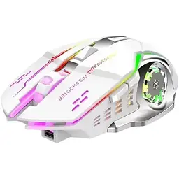 Бездротова ігрова мишка T2 RGB підсвічування USB Charge+Bluetooth безшумне з вбудованим акумулятором White 