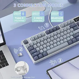Клавіатура Attack Shark K86 RGB Linear Blue Whale Switches Wireless Lavender Blue (AS-6972792471181-LB-UA) [166736] - мініатюра 3