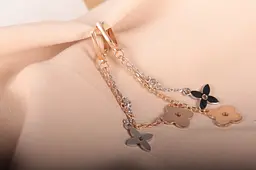 Сережки з білого і червоного золота S-0100 - мініатюра 3