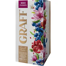 Чай зелений та чорний Graff  1001 Пристрасть/1001 Passion з ароматом винограду та гранату 20 шт. x 1.5 г