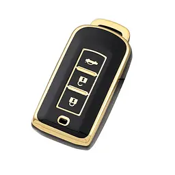Чохол ключа Mitsubishi чорний+золота окантовка TPU