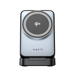 Настільна бездротова зарядка 3в1 HAVIT W3103 15W Gray HAVIT (28680-000) - мініатюра 2