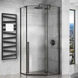 Душова кабіна Rea Diamond 90x90 black mat REA-K5622, Чорний матовий, Універсальна, прозорий - мініатюра 2