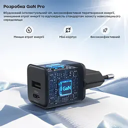 Мережевий зарядний пристрій Choetech PD5012 mini PD30W GAN A+C Black (43-00141) - мініатюра 6