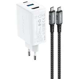 МЗП Acefast A17 PD65W GaN (1USB-A/1C/1HDMI) + кабель Type-C to Type-C White