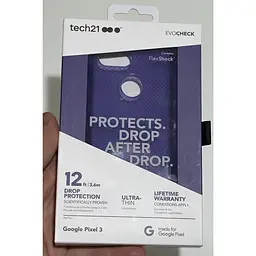 Оригінальний протиударний чохол Tech21 Evo Check для Google Pixel 3 (5.5") Ultra Violet Purple - мініатюра 2