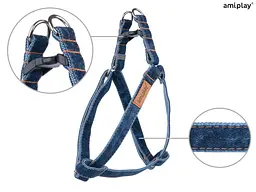 Шлейка для собак Amiplay Denim XL 50-95 * 2,5 см - темно-синя