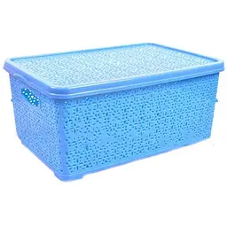 Кошик КОНСЕНСУС з кришкою 7л блакитний "Basket" мереживо