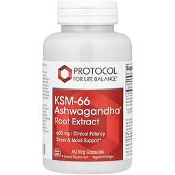 Ашваганда KSM-66 Protocol for Life Balance KSM-66 Ashwagandha 600 мг 90 рослинних капсул
