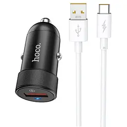 Автомобільний зарядний пристрій 1 USB Hoco Z32A QC3.0 Black + USB Cable Type-C