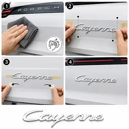 Емблема напис Cayenne для Porsche 175х35мм ХРОМ пластик (на скотчі) - мініатюра 2