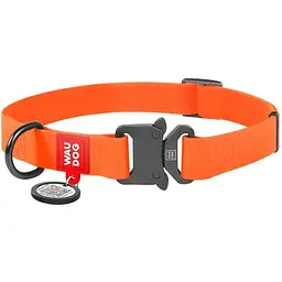 Нашийник для собак Waudog Waterproof, коллартекс, водостійкий, з QR паспортом, 23-35х1,5 см, помаранчевий