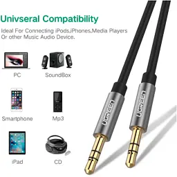 Кабель мультимедійний 3.5mm M to 3.5mm M 0.5m AV119 black Ugreen (10732) - мініатюра 6