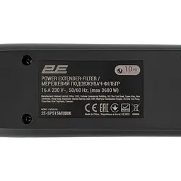 Подовжувач мережевий з фільтром 5 розеток 10 м 2E Power Extension 5 Type F 10m 16A Black - мініатюра 5