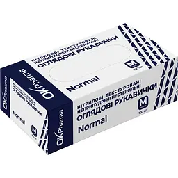 Рукавички оглядові OK Pharma Normal нітрилові нестерильні розмір M 100 шт.