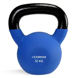 Гиря металева Cornix 12 кг з вініловим покриттям XR-0437 Blue/Black