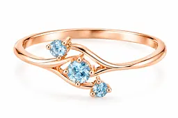 Жіноча золота каблучка Jewellery Continent з трьома блакитними топазами 16 (К-0925) - мініатюра 2
