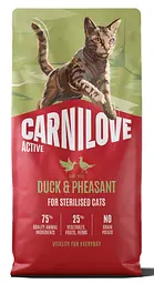 Сухий беззерновий корм Carnilove Active Duck & Pheasant Sterilised для стерилізованих котів качка і фазан 6 кг