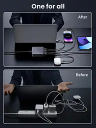 Зарядний пристрій 4xUSB 100W (3хUSB-C+USB-A) Gan Nexode чорний CD328 Ugreen Desktop Fast Charger - мініатюра 7