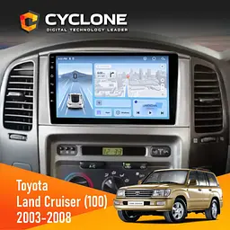 Штатна магнітола Toyota Land Cruiser (100) 2003-2008 Cyclone C9-012 4x64 DSP 4G Cyclone (НФ-00007161)