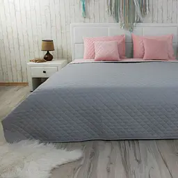 Набір покривало 220х240 + 2 чохли на подушки 50х70 Руно Pink and Grey ромб (К_994.55_Pink and Grey ромб) - мініатюра 3