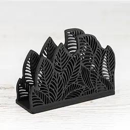 Дерев'яна серветниця VANZA LEAF stand S чорна - мініатюра 4