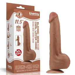 Фалоімітатор LoveToy Sliding-Skin Dual Layer Dong 29 см коричневий - мініатюра 22