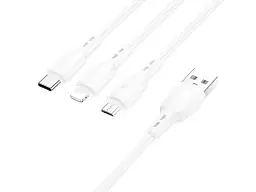 Кабель Borofone BX71 3-in-1 USB Type-A to Lightning/Micro USB/USB Type-C White (6974443384550) - мініатюра 2