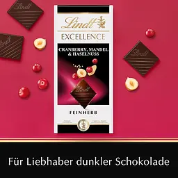 Шоколад чорний Lindt Excellence з мигдалем, фундуком та журавлиною 100 г - мініатюра 3