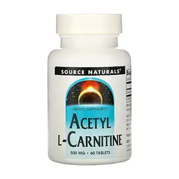 Вітамінно-мінеральний комплекс Source Naturals Ацетил-L-Карнітин 500 мг, Acetyl L-Carnitine, 60 таблеток (SNS-00499)
