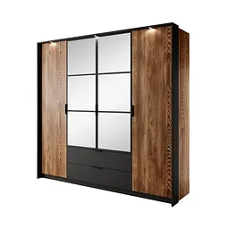 Шафа для одягу Perfect Home Мілтон / Milton 4-дверна з дзеркалом 4D2S/220 Каштан/антрацит (PFH-091085) - мініатюра 2