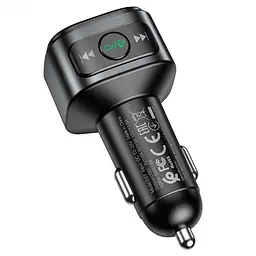 FM-трансмітер Hoco E67 Fighter QC3.0 car BT FM transmitter Чорний - мініатюра 3