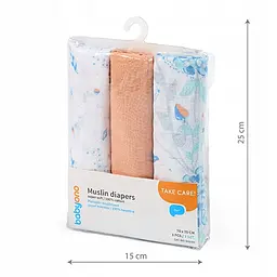 Пелюшки муслінові бавовняні BabyOno 70х70 см 3 шт. (348/09) - мініатюра 4