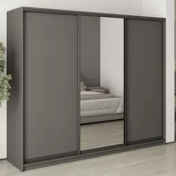 Шафа-купе тридверна MebelStar Комбо BG 2ДСП/Дзеркало 250x45x210 см Антрацит (MBS-9075)