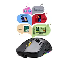 Миша бездротова ігрова Union HYSO Т90 з акумулятором та підсвіткою 2,4G+Bluetooth - мініатюра 5