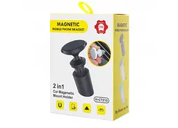 Автотримач для телефону Magnetic магнітний на повітропровід / 2в1 / на скотчі Чорний (CT215) - мініатюра 2