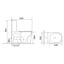 Унітаз-компакт Mixxus Wave-0405-R 630x350x795 мм, Rimless MI6694, Білий - мініатюра 6
