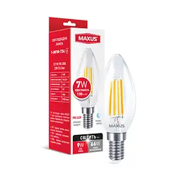 Лампа світлодіодна філаментна Maxus C37 FM 7W 4100K 220V E14 Clear