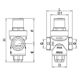 Редуктор тиску Roho R1201-075 - 3/4" ВВ, PN16 (1-5,5 бар) поршневий RO0144 - мініатюра 3