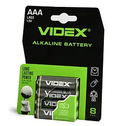 Батарейка лужна Videx LR03/AAA 8шт Blister Card VIDEX (23484-000)