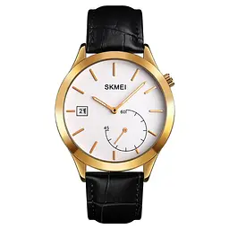 Чоловічий кварцовий годинник Skmei 1581 Prestige чорні з золотим - мініатюра 2