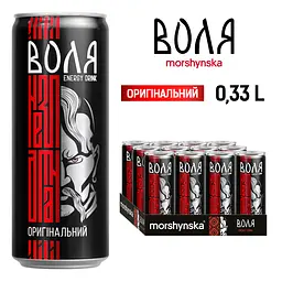 Упаковка енергетичного напою Моршинська Воля середньогазований 3.96 л (0.33 л x 12 шт.) - мініатюра 5