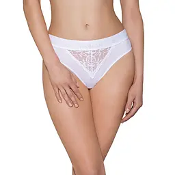 Трусики з широкою гумкою і мереживом Passion PS001 PANTIES S, white - мініатюра 1