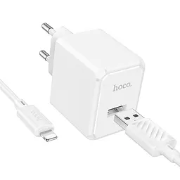 Мережевий зарядний пристрій з кабелем Hoco CS11A Ocean single port charger set(iP) білий