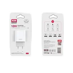 Сітчастий зарядний пристрій XO L103 (EU) QC3.0 18W Charger Білий - мініатюра 4