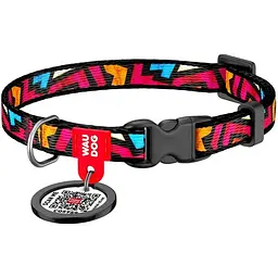 Нашийник для собак Waudog Nylon Графіті, з QR паспортом, пластиковий фастекс, 23-35х1,5 см